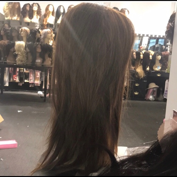 Wig copper brown Freepart lacefront silky straight